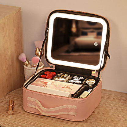 Étui à cosmétiques intelligent LED avec miroir, sac à cosmétiques, sacs de maquillage de voyage pour femmes, sac de rangement Portable à la mode, sacs de maquillage de voyage
