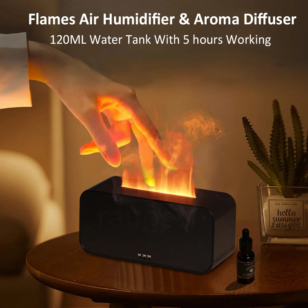 Humidificateur d'air et d'arôme avec lumière LED, diffuseur de parfum, humidificateurs de château essentiels, mini flamme, automatique, maison