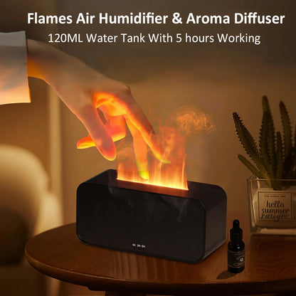 Humidificateur d'air et d'arôme avec lumière LED, diffuseur de parfum, humidificateurs de château essentiels, mini flamme, automatique, maison