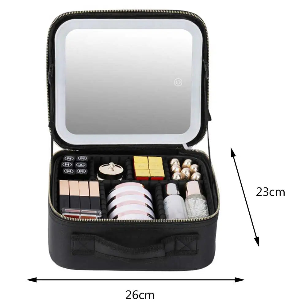 Étui à cosmétiques intelligent LED avec miroir, sac à cosmétiques, sacs de maquillage de voyage pour femmes, sac de rangement Portable à la mode, sacs de maquillage de voyage
