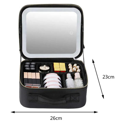 Étui à cosmétiques intelligent LED avec miroir, sac à cosmétiques, sacs de maquillage de voyage pour femmes, sac de rangement Portable à la mode, sacs de maquillage de voyage