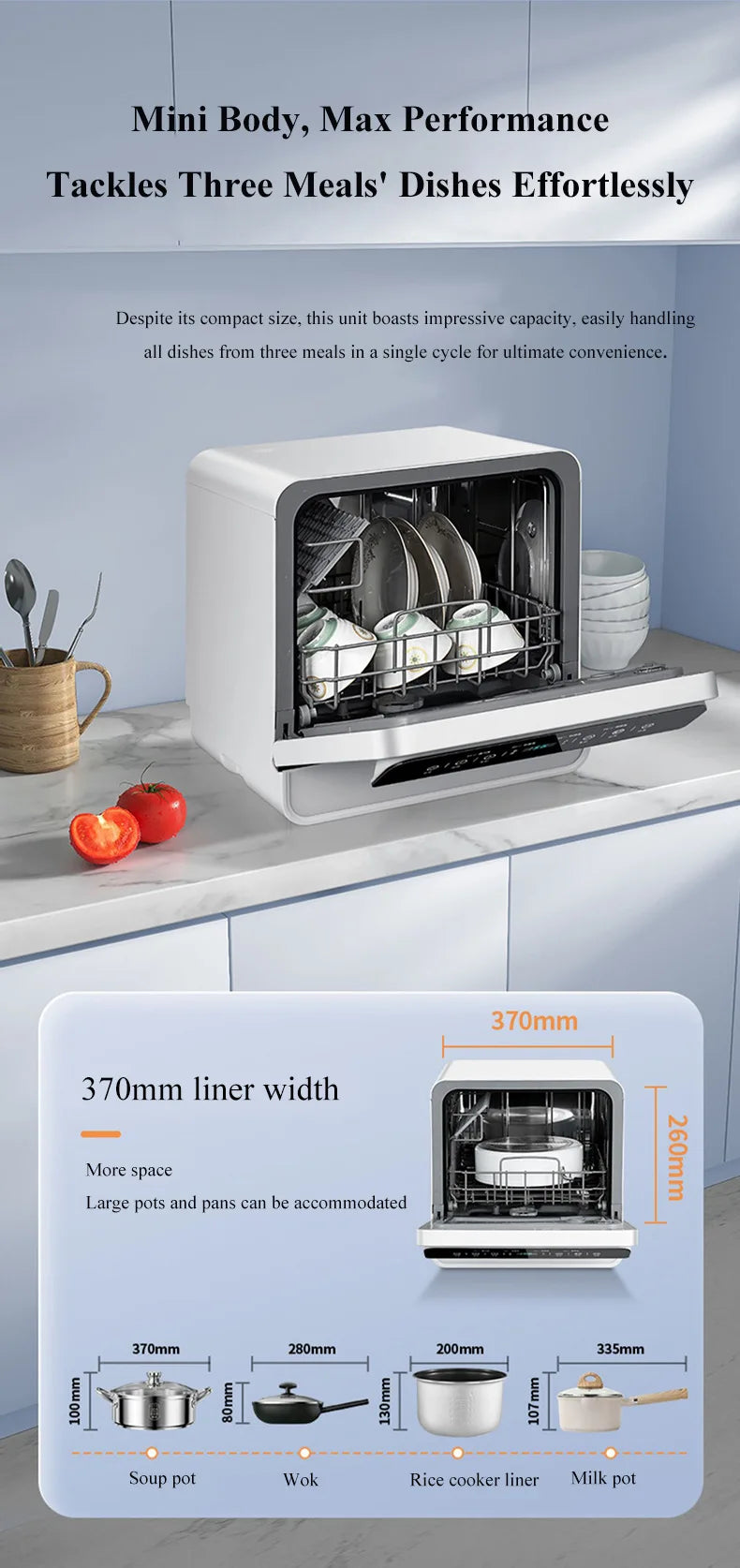 Lave-vaisselle de comptoir automatique portable intelligent mini 2026 pour la maison