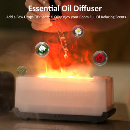 Humidificateur d'air et d'arôme avec lumière LED, diffuseur de parfum, humidificateurs de château essentiels, mini flamme, automatique, maison