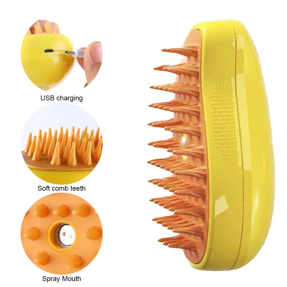 Brosse à vapeur 3 en 1 pour animaux de compagnie, peigne pour chien, brosse électrique pour pulvérisation de poils de chat, Massage, toilettage pour animaux de compagnie, peignes d'épilation