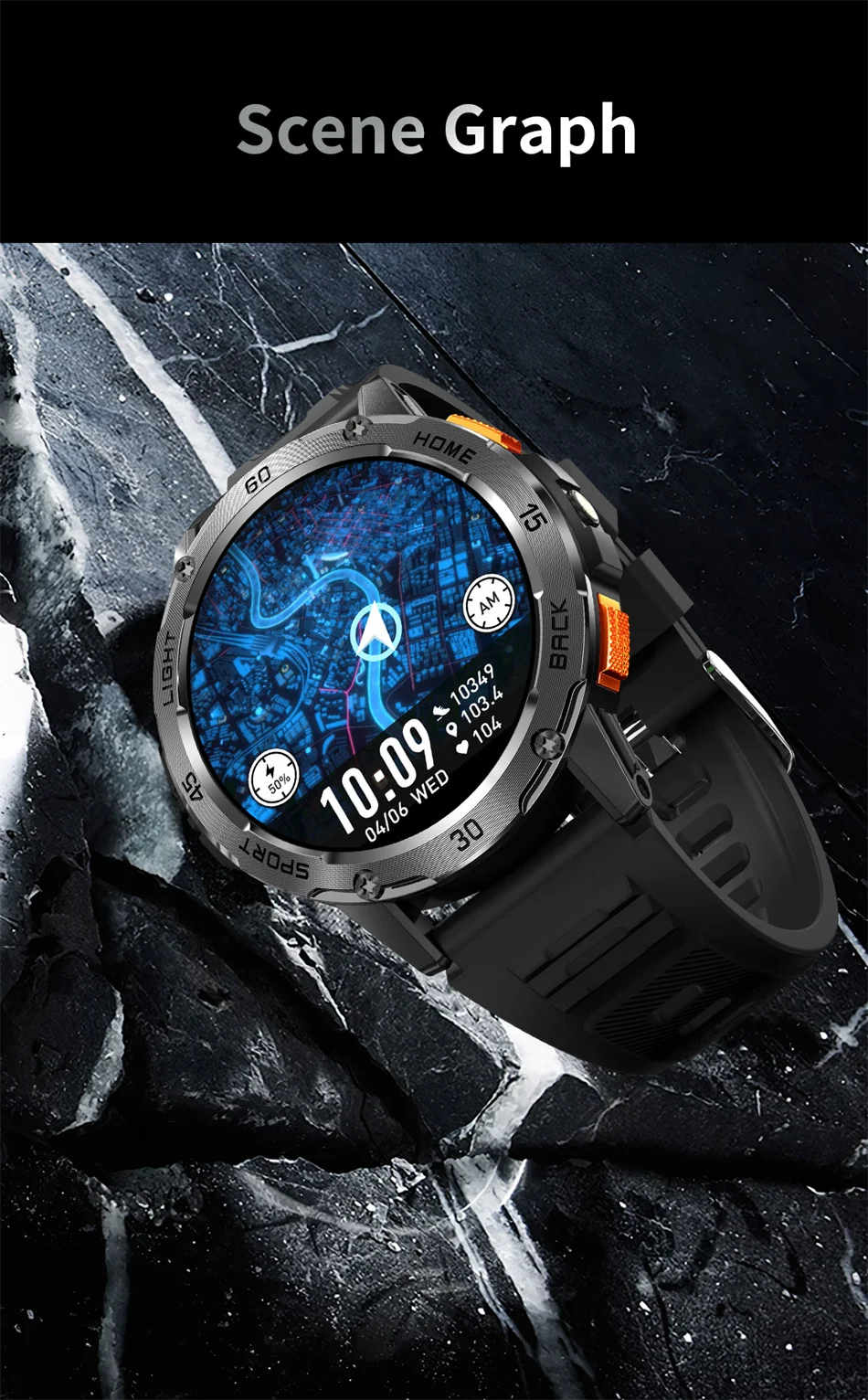 Nouvelle Montre Connectée de Sport Extérieur 2026 pour Hommes avec Boussole, Étanchéité 3ATM, Lampe Torche LED, Suivi de Santé et Appel Bluetooth pour Android et iOS
