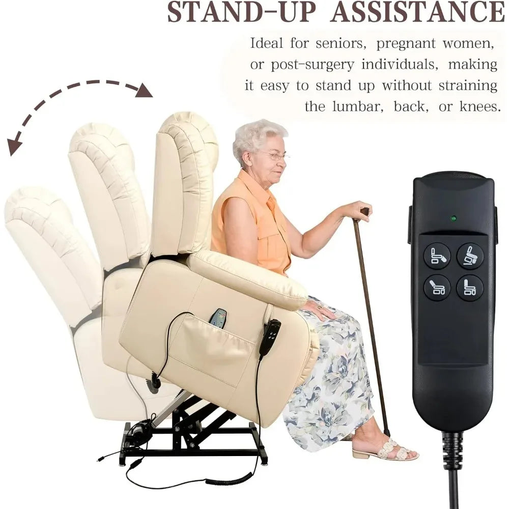 Fauteuil inclinable pour adultes, fauteuil élévateur électrique à double moteur, position infinie, levage plat, massage et chauffage, extension, personnalisé