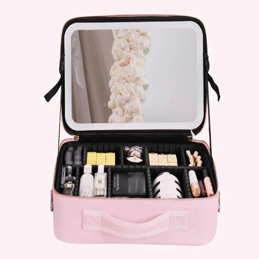 Étui à cosmétiques intelligent LED avec miroir, sac à cosmétiques, sacs de maquillage de voyage pour femmes, sac de rangement Portable à la mode, sacs de maquillage de voyage