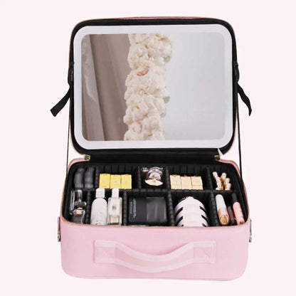 Étui à cosmétiques intelligent LED avec miroir, sac à cosmétiques, sacs de maquillage de voyage pour femmes, sac de rangement Portable à la mode, sacs de maquillage de voyage