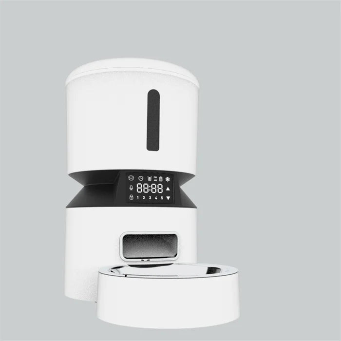 Distributeur automatique de nourriture pour animaux domestiques (chats et chiens) avec vidéo HD 1080P, vision nocturne, Wi-Fi 5G, audio bidirectionnel, capteur anti-blocage de nourriture, alertes sonores et de mouvement, en