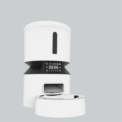 Distributeur automatique de nourriture pour animaux domestiques (chats et chiens) avec vidéo HD 1080P, vision nocturne, Wi-Fi 5G, audio bidirectionnel, capteur anti-blocage de nourriture, alertes sonores et de mouvement, en