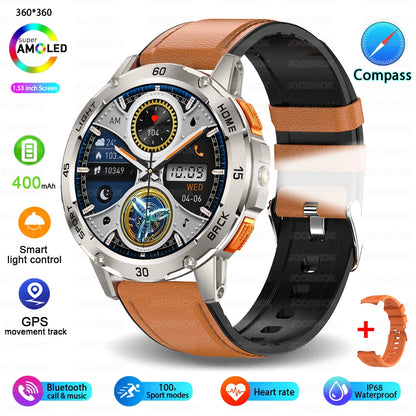 Nouvelle Montre Connectée de Sport Extérieur 2026 pour Hommes avec Boussole, Étanchéité 3ATM, Lampe Torche LED, Suivi de Santé et Appel Bluetooth pour Android et iOS