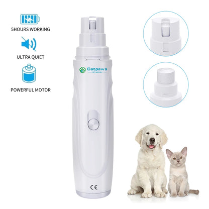 Broyeur électrique de griffes de chien, Rechargeable par USB, coupe-ongles électrique silencieux pour animaux de compagnie, pattes de chat, outils de toilettage des ongles