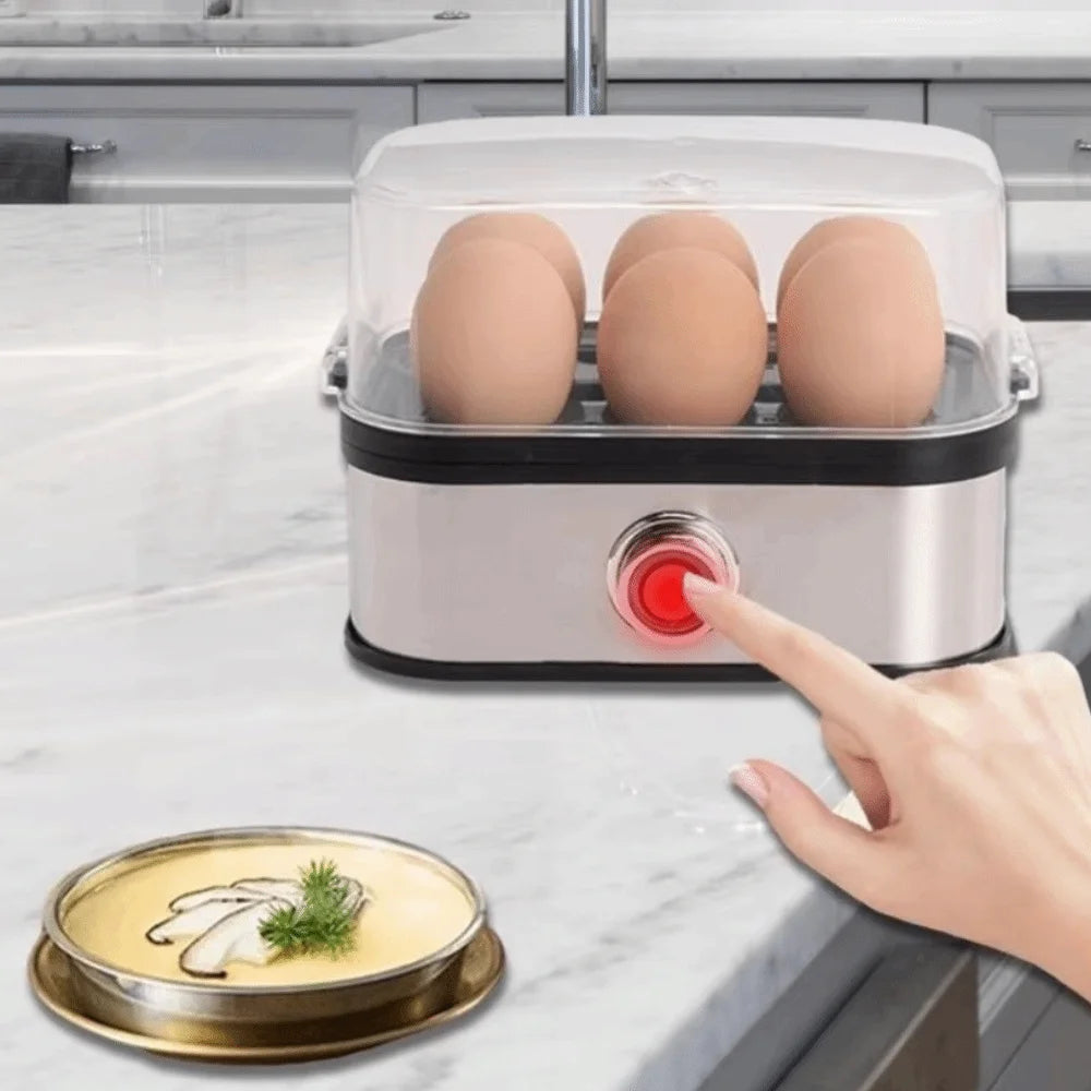 Chaudière à œufs intelligente, 200W, gain de place, arrêt automatique, capacité de 6 œufs, cuiseur à œufs rapide en acier inoxydable