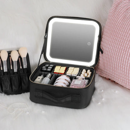 Étui à cosmétiques intelligent LED avec miroir, sac à cosmétiques, sacs de maquillage de voyage pour femmes, sac de rangement Portable à la mode, sacs de maquillage de voyage