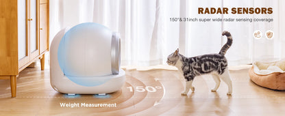 Bac à litière autonettoyant pour chat, grand bac à litière automatique pour chat avec contrôle par application, bac à litière intelligent pris en charge Wi-Fi 2,4 GHz pour chats