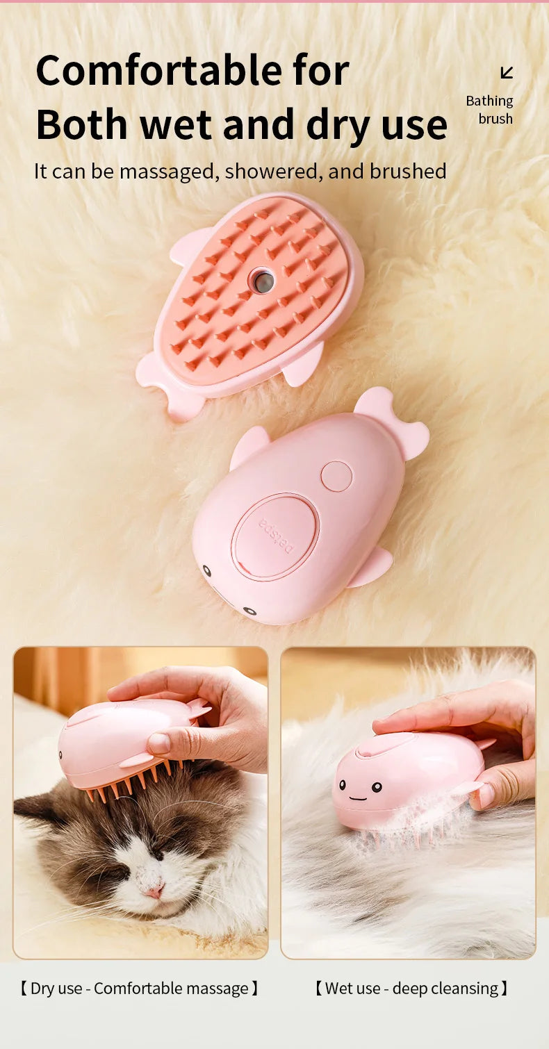 Brosse à vapeur 3 en 1 pour animaux de compagnie, peigne pour chien, brosse électrique pour pulvérisation de poils de chat, Massage, toilettage pour animaux de compagnie, peignes d'épilation