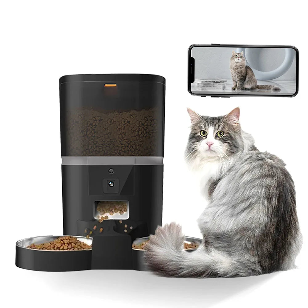 4L avec caméra HD mangeoire automatique pour animaux de compagnie distributeur automatique de nourriture pour chat et chien adapté à deux animaux de compagnie chat et chien alimentation à distance