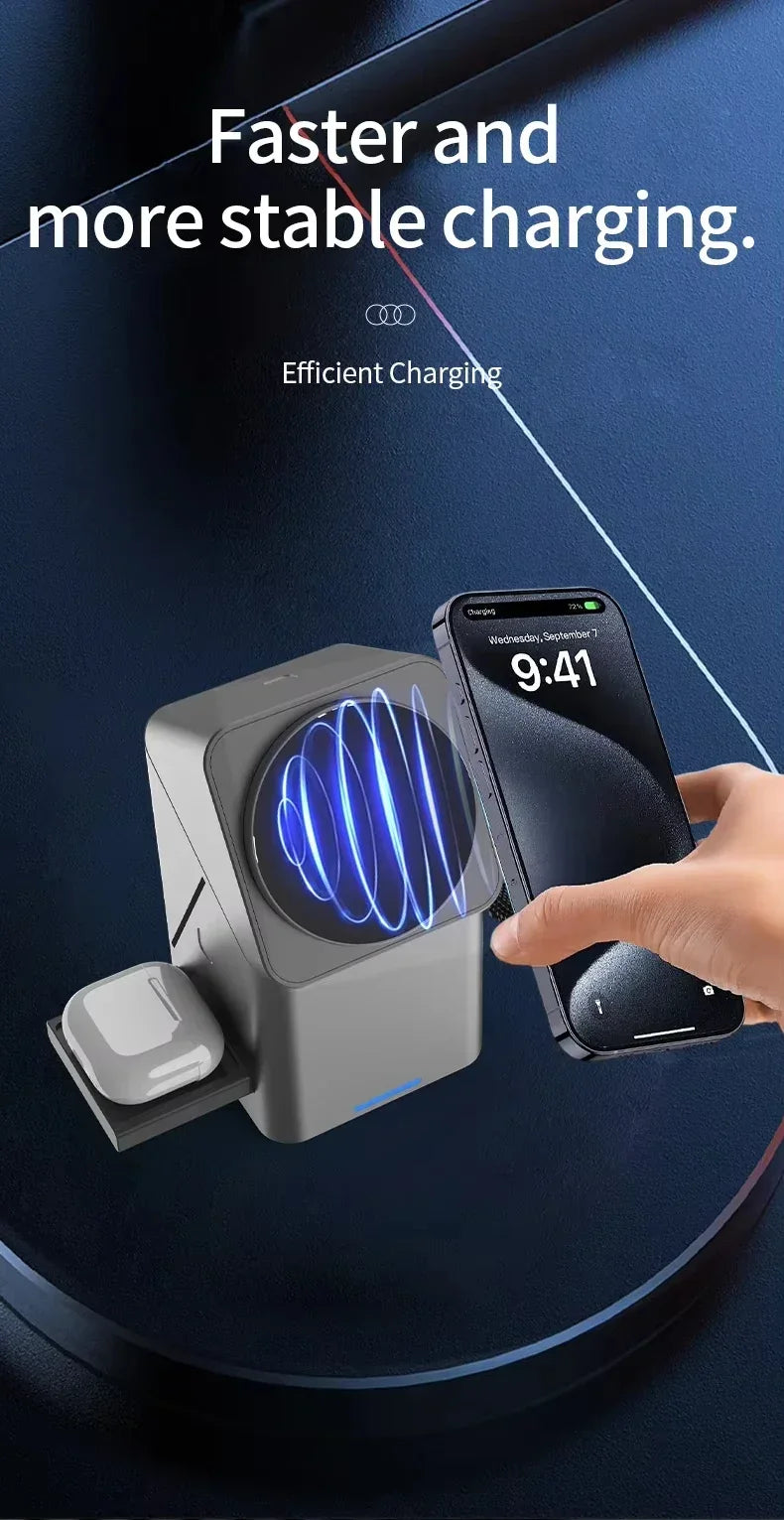 Chargeur magnetique sans fil 3-en-1