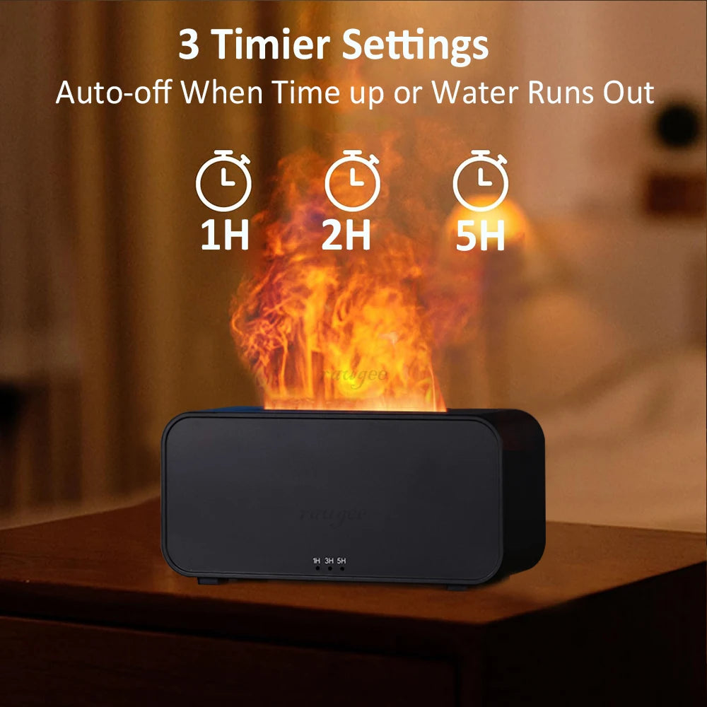 Humidificateur d'air et d'arôme avec lumière LED, diffuseur de parfum, humidificateurs de château essentiels, mini flamme, automatique, maison