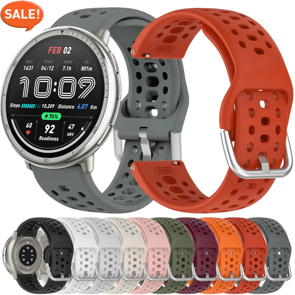 Bracelet en Silicone officiel 1:1 pour Amazfit Active 2, Bracelet de sport respirant Original, Amazfit GTS 4/3 Mini Bip 3 Correa