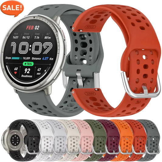 Bracelet en Silicone officiel 1:1 pour Amazfit Active 2, Bracelet de sport respirant Original, Amazfit GTS 4/3 Mini Bip 3 Correa