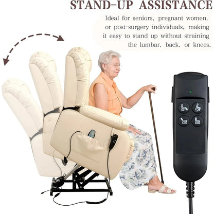 Fauteuil inclinable pour adultes, fauteuil élévateur électrique à double moteur, position infinie, levage plat, massage et chauffage, extension, personnalisé