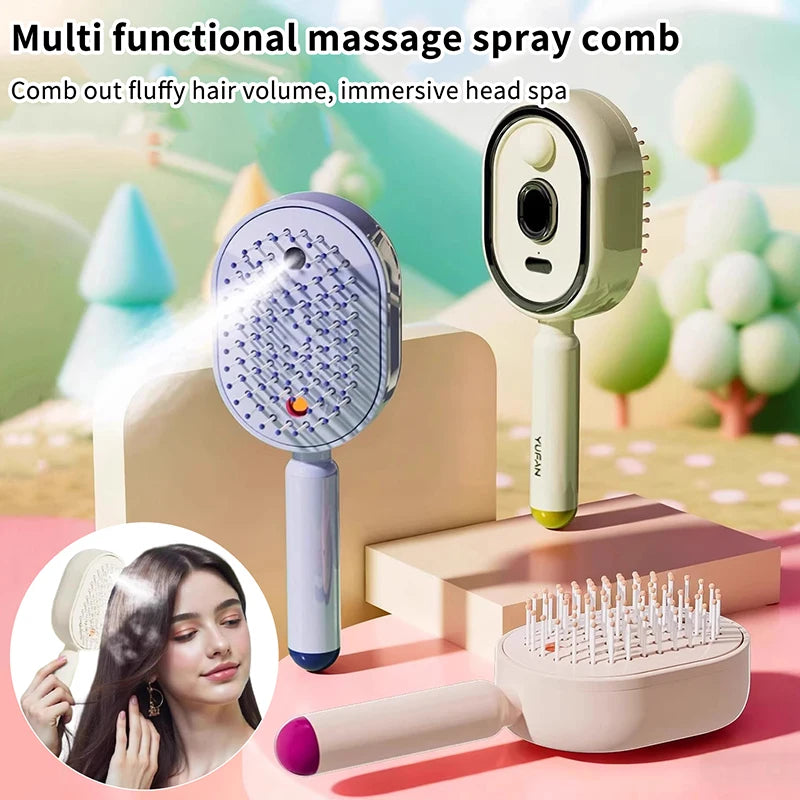 Soins capillaires Spray Massage peigne Vibration cuir chevelu Massage brosse à cheveux tête masseur pulvérisateur de cheveux brosse d'atomisation applicateur d'huile capillaire