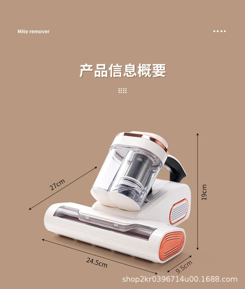 Aspirateur anti-acariens sans fil à forte aspiration avec double bac de collecte de poussière et lumière UV pour le nettoyage de la literie et des canapés à la maison