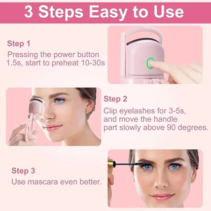 Recourbe-cils chauffant avec écran Lcd, coussinets en Silicone, Protection des cils, bouclage naturel sans endommager les cils, Rechargeable