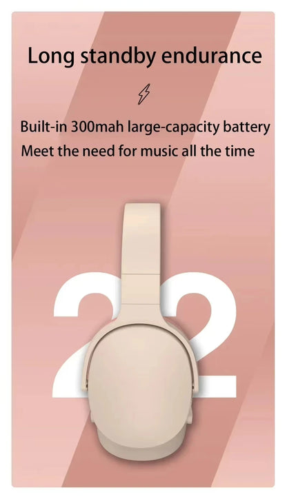 Écouteurs sans fil Bluetooth 5.3 sur l'oreille casques stéréo Hifi véritables sports avec écouteurs lecteur de musique Tf/Aux avec micro