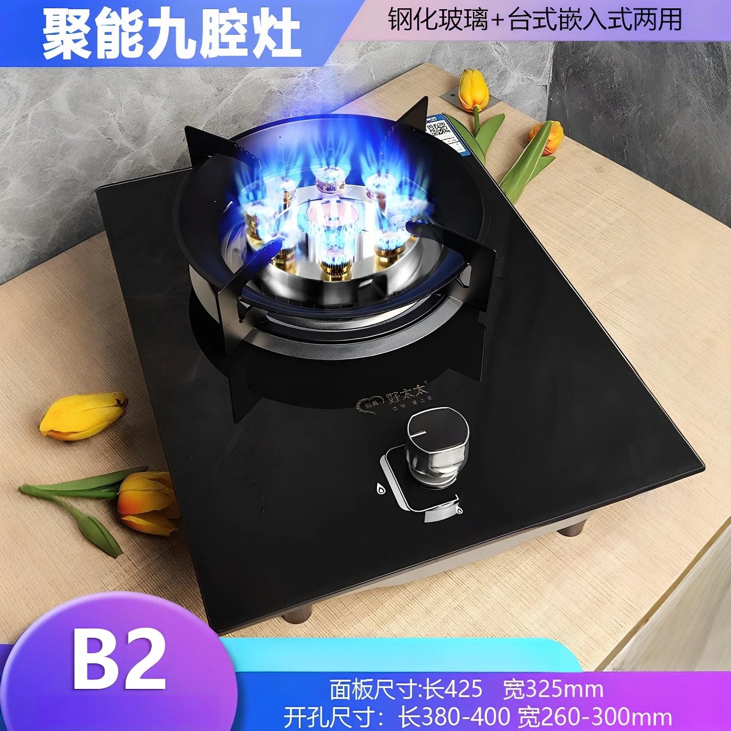 Cuisinière à gaz à brûleur unique avec feu puissant pour la cuisine domestique, bureau intégré liquéfié