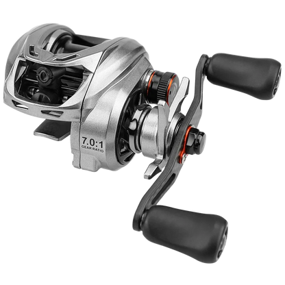 ANATONO-Moulinet de pêche ultraléger Silver bal 37Baitcasting, moulinet à élasticité, eau salée, rapport d'engrenage 130: 1, 8 + 1BB, 6kg, 7.0g