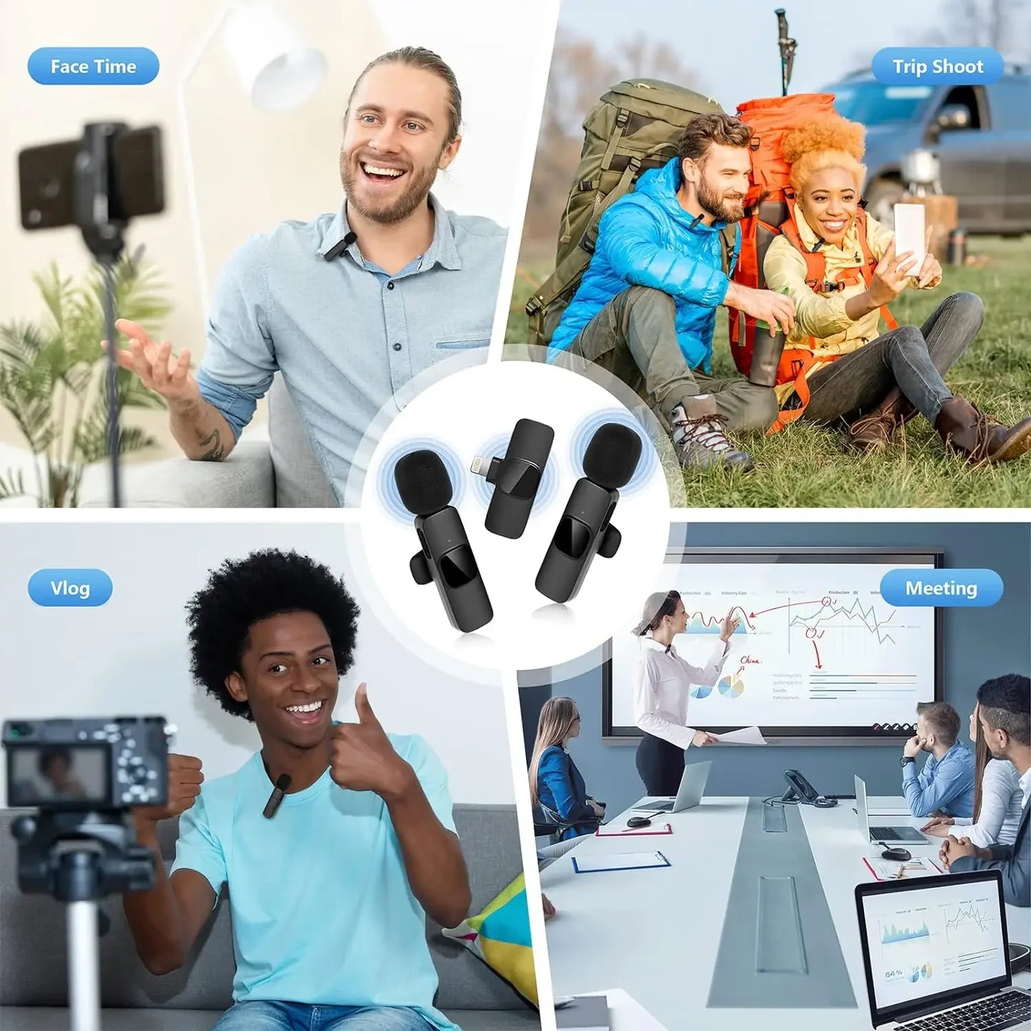 Nouveau microphone cravate sans fil portable pour enregistrement audio-vidéo, mini micro pour iPhone Android, diffusion en direct, jeux, microphone pour téléphone 2026