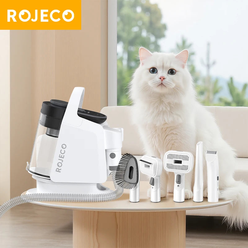 ROJECO Kit d'aspirateur de toilettage multifonction pour animaux de compagnie 5-en-1 aspirateur domestique Portable pour Kit de toilette aspirateur de poils de chien et de chat