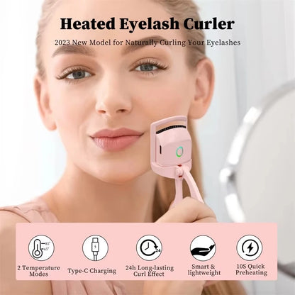 Recourbe-cils chauffant avec écran Lcd, coussinets en Silicone, Protection des cils, bouclage naturel sans endommager les cils, Rechargeable