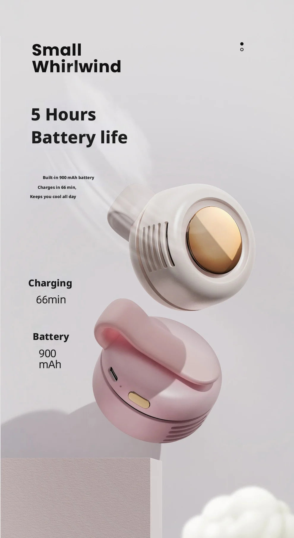 Ventilateur portable mini, rechargeable, sans pales, à clipser, pour la taille, adapté à la ventilation extérieure, petit ventilateur de bureau