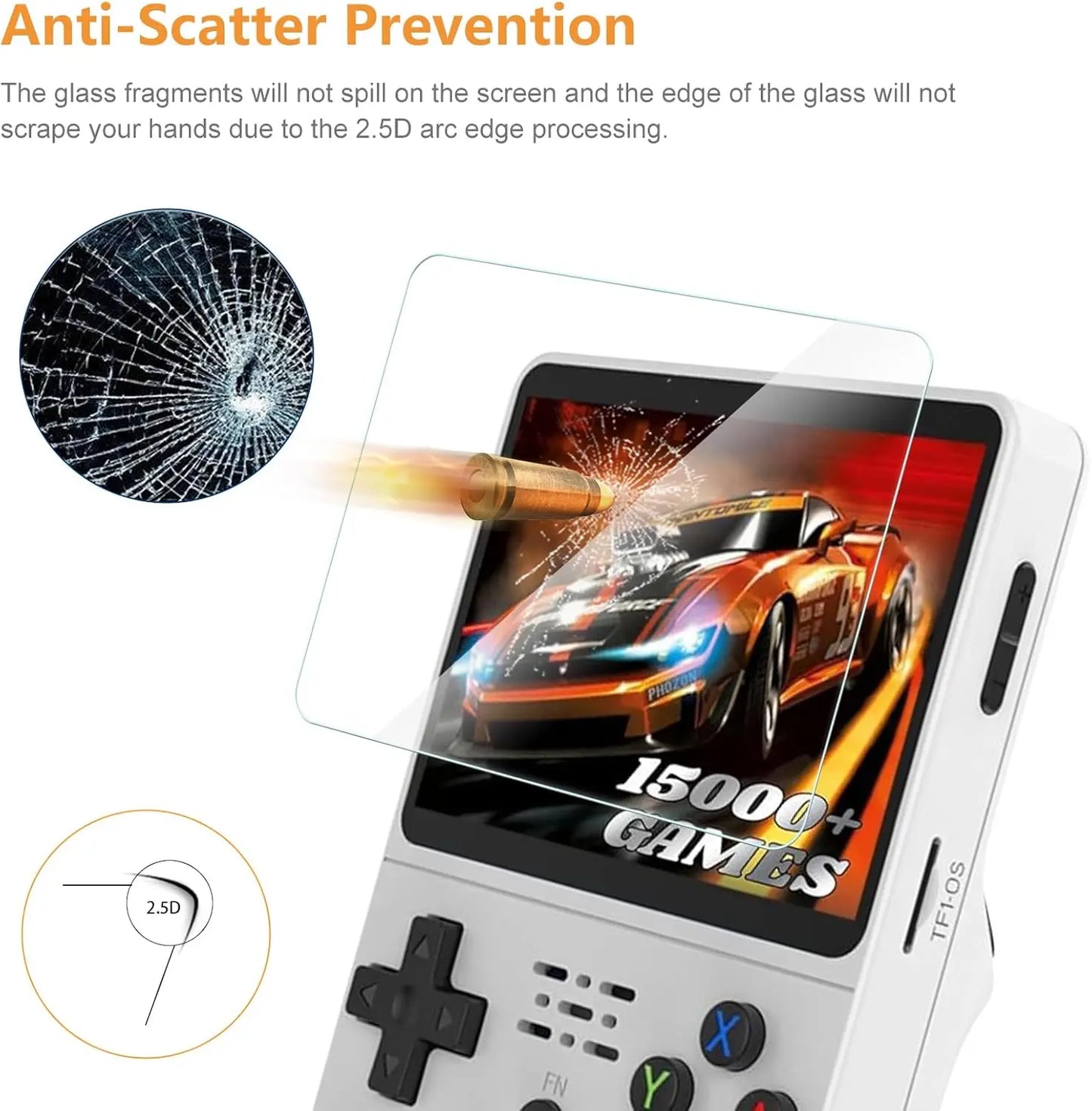 Mallette de rangement de transport 3 en 1 avec protecteurs d'écran en verre trempé pour Console de jeu R36S, Kit de protection, sac et Films anti-rayures