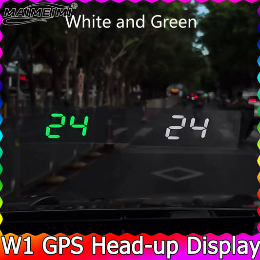 Compteur de vitesse numérique W1 GPS HUD Plug And Play, affichage tête haute pour toutes les voitures, grand police KMH, projecteur de pare-brise, accessoires de voiture