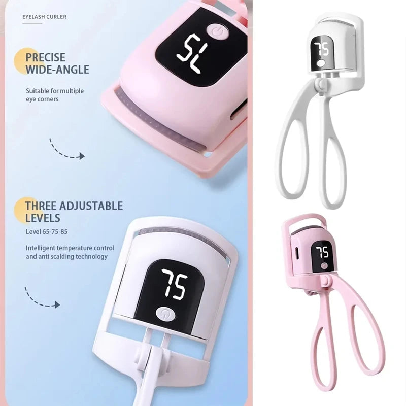 Recourbe-cils chauffant avec écran Lcd, coussinets en Silicone, Protection des cils, bouclage naturel sans endommager les cils, Rechargeable