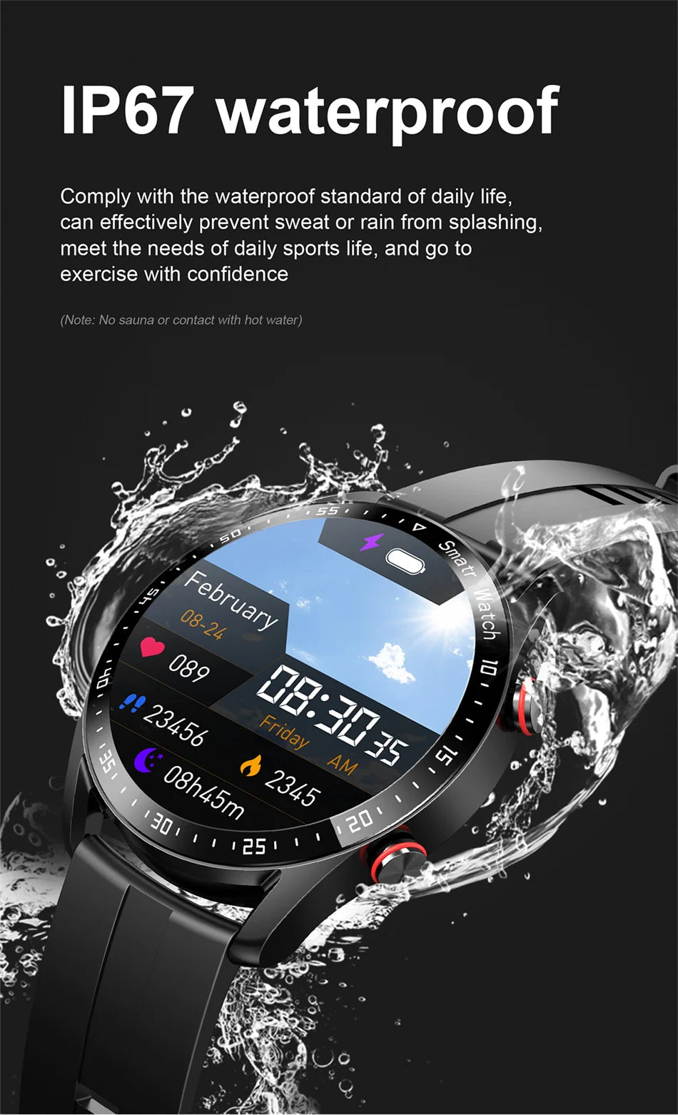 Montre connectée pour hommes et femmes, écran HD, Bluetooth, appel, GPS, moniteur de fréquence cardiaque, étanche IP68, nouveau, 2024