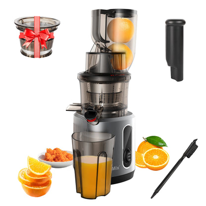BioloMix-Extracteur de jus à mastication lente, presse à froid, Ju479, goulotte de rajeunissement de 78mm, moteur injuste, convient aux fruits entiers, 200W, 40-65 tr/min