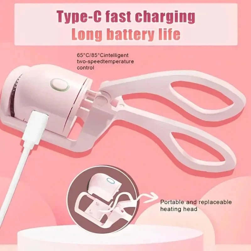 Recourbe-cils chauffant avec écran Lcd, coussinets en Silicone, Protection des cils, bouclage naturel sans endommager les cils, Rechargeable