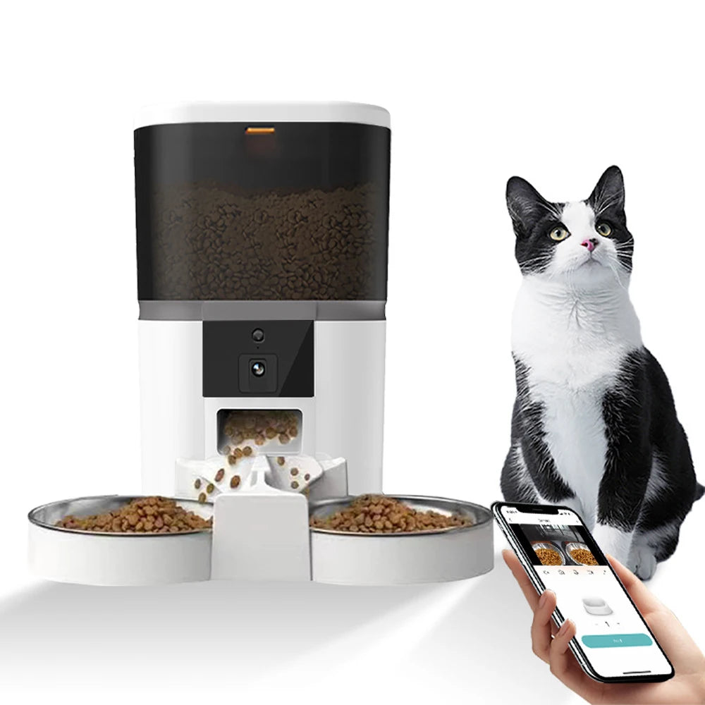 4L avec caméra HD mangeoire automatique pour animaux de compagnie distributeur automatique de nourriture pour chat et chien adapté à deux animaux de compagnie chat et chien alimentation à distance