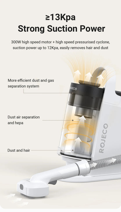 ROJECO Kit d'aspirateur de toilettage multifonction pour animaux de compagnie 5-en-1 aspirateur domestique Portable pour Kit de toilette aspirateur de poils de chien et de chat