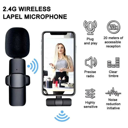 Nouveau microphone cravate sans fil portable pour enregistrement audio-vidéo, mini micro pour iPhone Android, diffusion en direct, jeux, microphone pour téléphone 2026