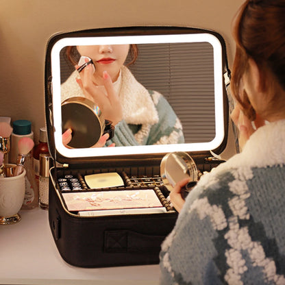 Étui à cosmétiques intelligent LED avec miroir, sac à cosmétiques, sacs de maquillage de voyage pour femmes, sac de rangement Portable à la mode, sacs de maquillage de voyage