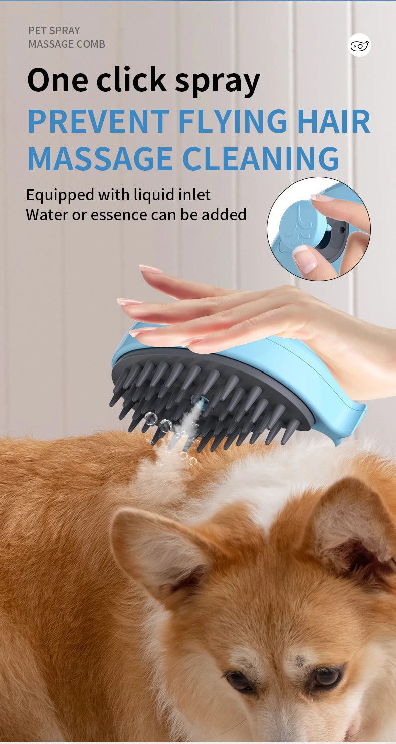 Brosse à vapeur 3 en 1 pour animaux de compagnie, peigne pour chien, brosse électrique pour pulvérisation de poils de chat, Massage, toilettage pour animaux de compagnie, peignes d'épilation