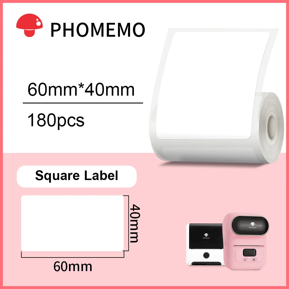 Phomemo – étiquettes autocollantes rectangulaires blanches, papier autocollant pour imprimante d'étiquettes Phomemo M110 M220, Identification étanche