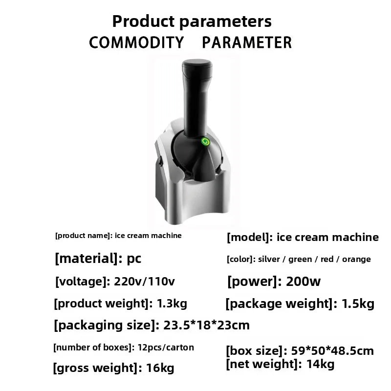 Machine à glace électrique domestique 110V-220V, petite machine à glace pour fruits, yaourts et smoothies, machine à faire des glaces pour enfants