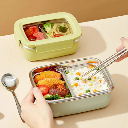 Boîte à déjeuner à compartiment en acier inoxydable 304 pour micro-ondes, boîte à Bento empilable anti-fuite pour étudiant, récipient alimentaire pour aliments froids et chauds